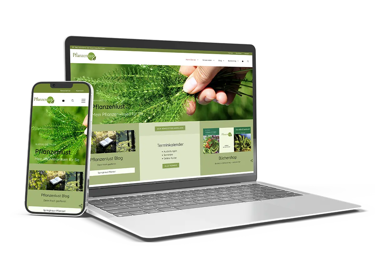 Website Pflanzenlust-Blog Notebook- und Mobilansicht - netzwerk.design