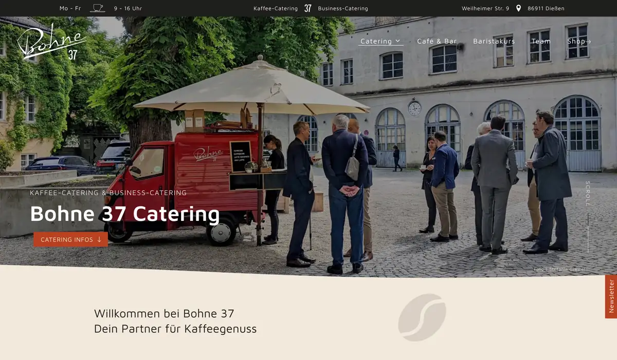 Website Cafe, Catering, Bar Desktopansicht - netzwerk.design