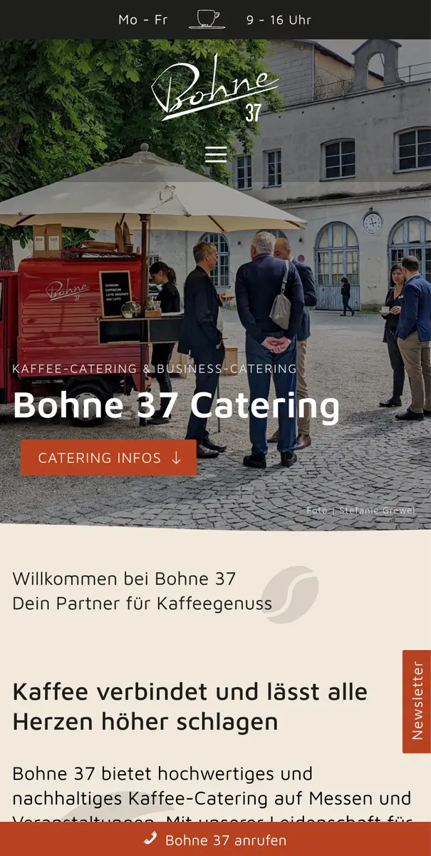 Website Cafe, Catering, Bar Mobilansicht - netzwerk.design