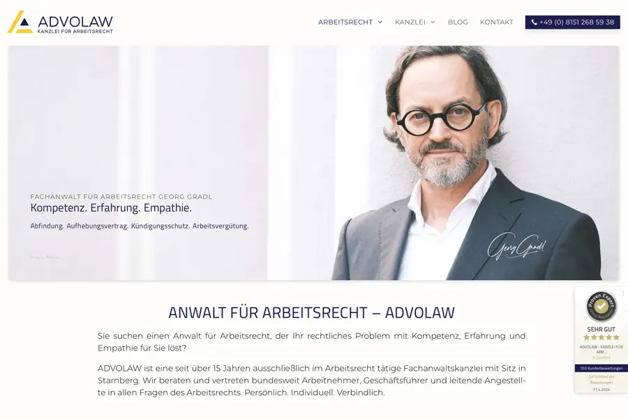 Website Anwaltskanzlei Mobilansicht - netzwerk.design