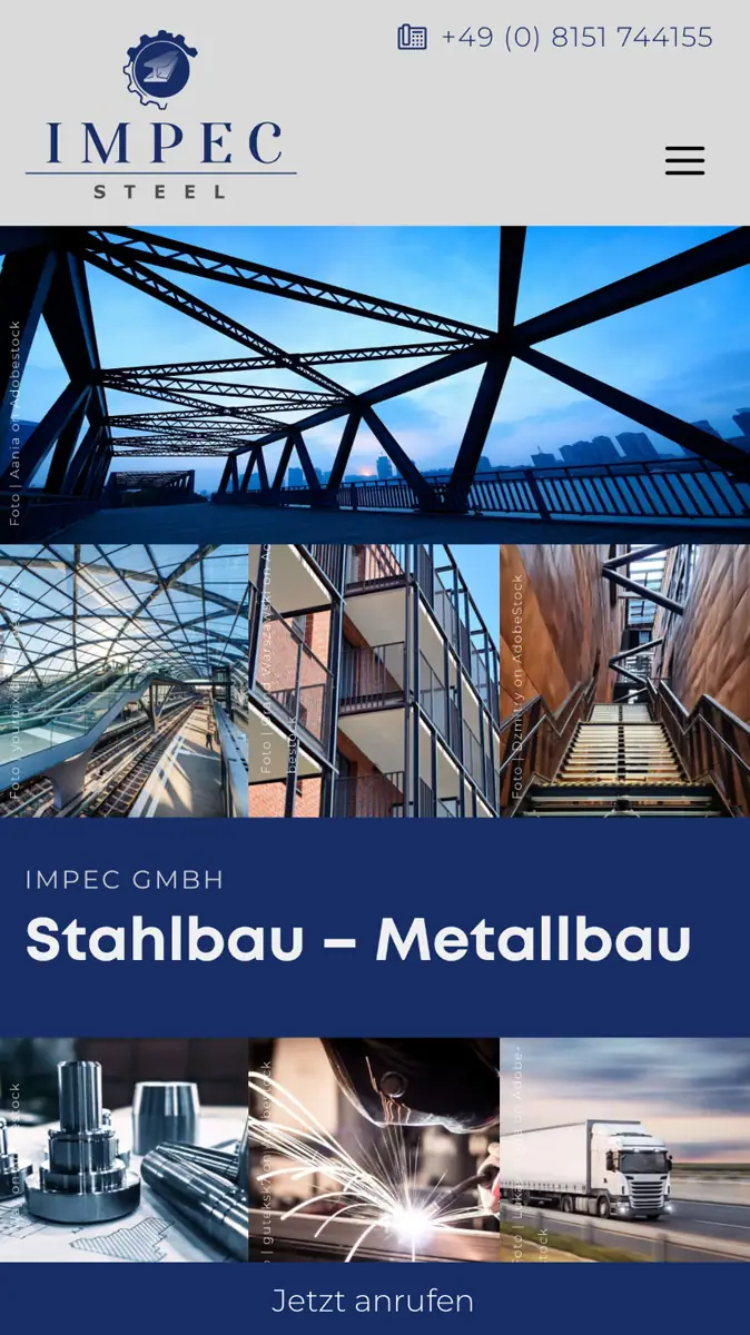 Website Impec Steel Mobilansicht - netzwerk.design