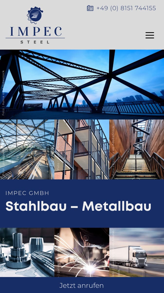 Website Impec Steel - netzwerk.design