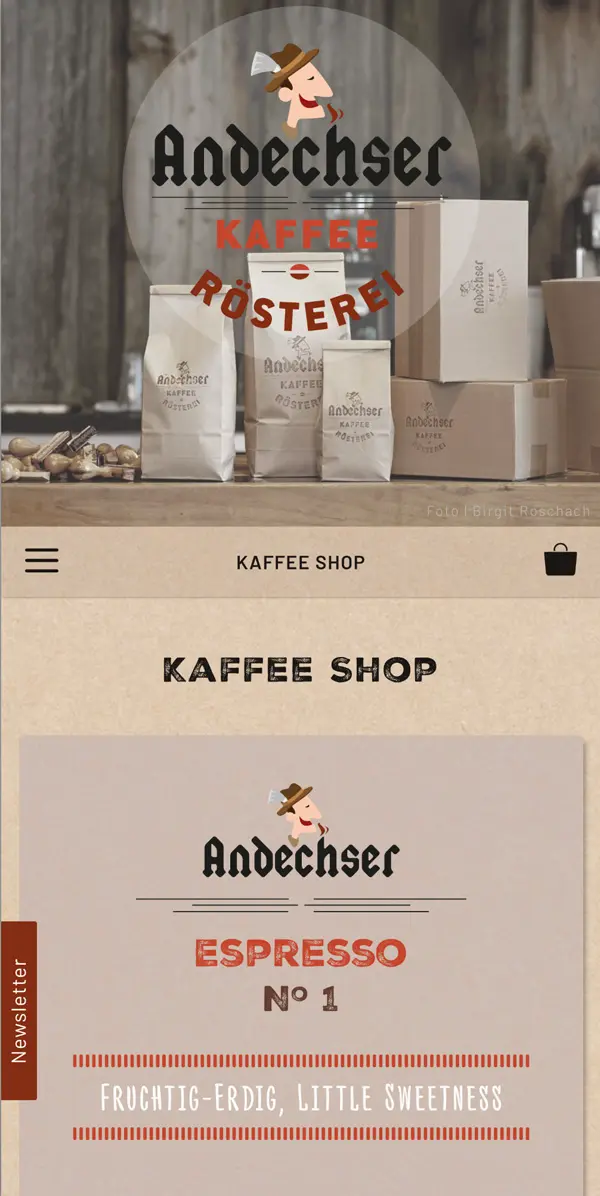 Website Kaffeerösterei Mobilansicht - netzwerk.design