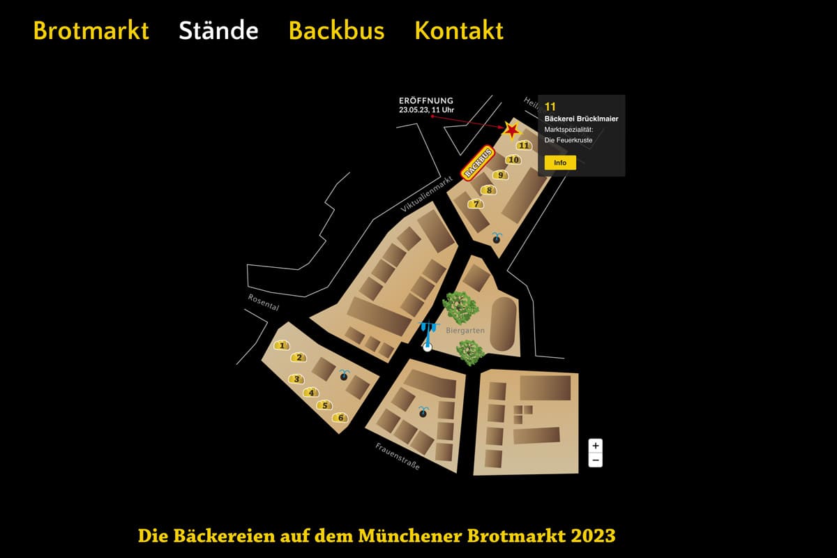 Website Münchner Brotmarkt, interaktiver Lageplan - wordpress web.design
