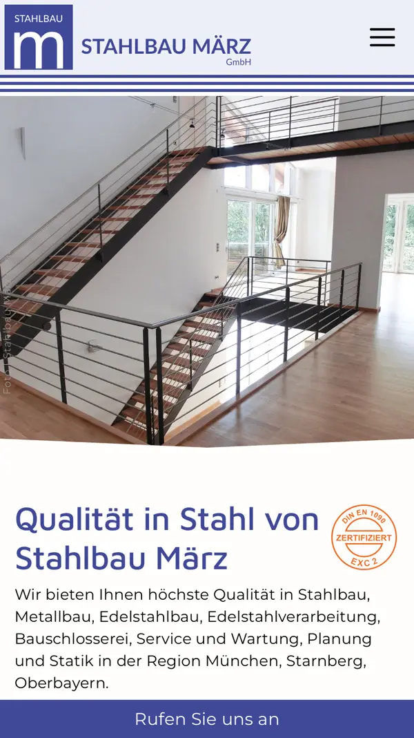 Website Stahlbau Handwerk Mobilansicht - netzwerk.design